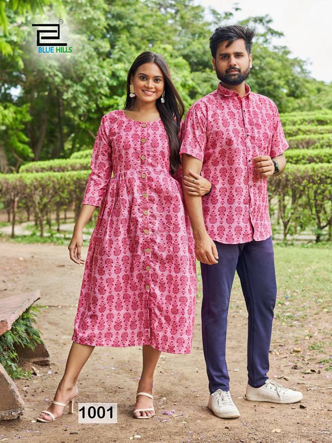 Trendy Couple 2.0 Blue Hills Printed Shirt And Kurti Catalog